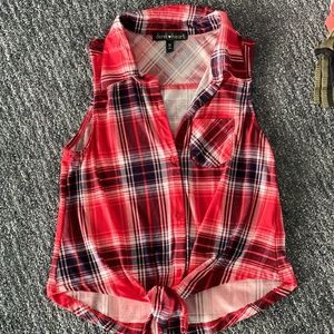 Plaid tie tank top